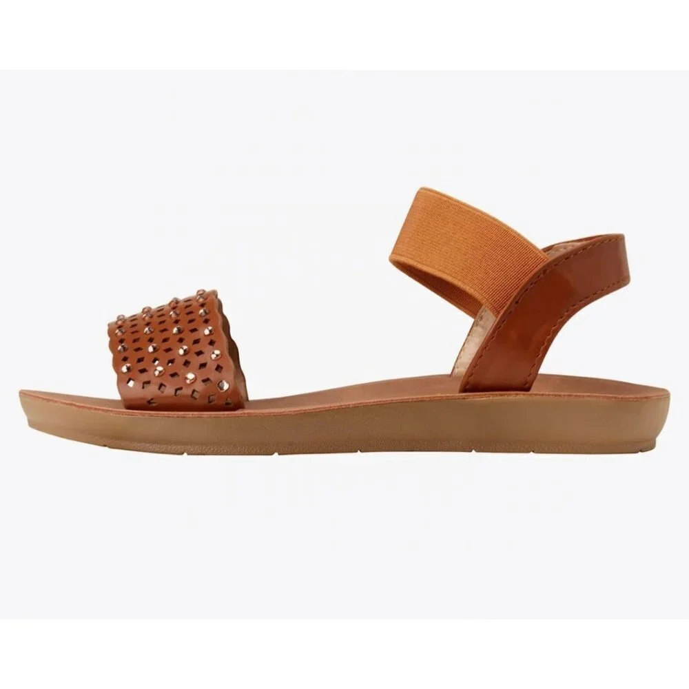 ADRIENNE VITTADINI Girls' Sandals - Strappy Studded Sandals with Elastic Ankle S